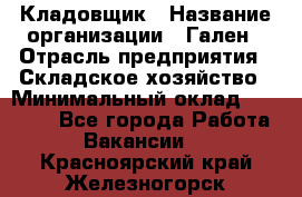 Кладовщик › Название организации ­ Гален › Отрасль предприятия ­ Складское хозяйство › Минимальный оклад ­ 20 000 - Все города Работа » Вакансии   . Красноярский край,Железногорск г.